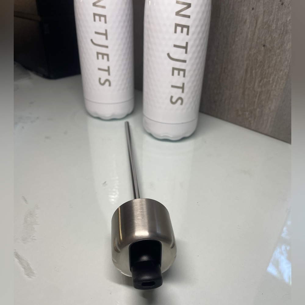 2 white Netjets S’well Stainless Steel Wine Chiller